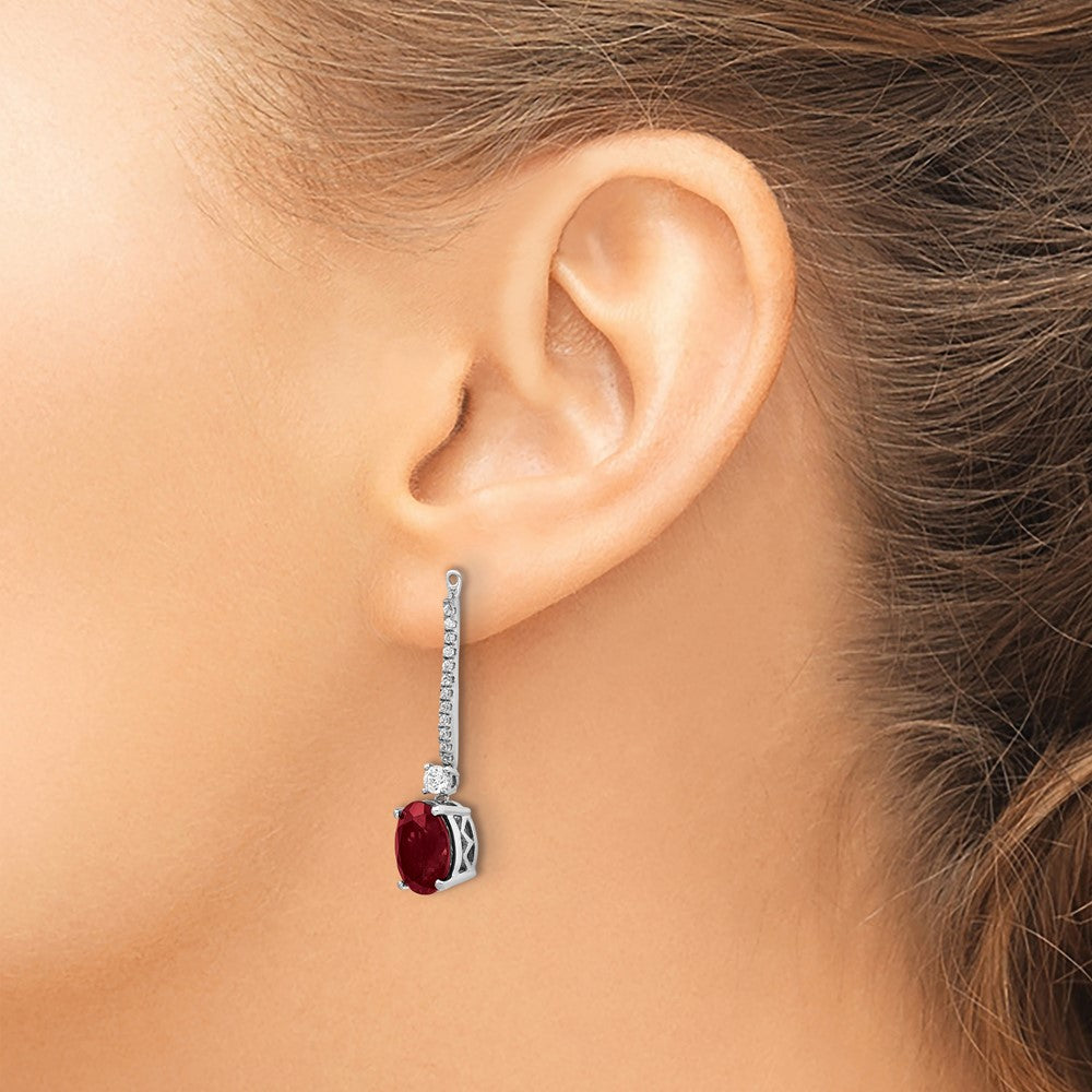 14K White Gold Lab Grown VS/SI FGH Dia & Created Ruby Earring Jackets