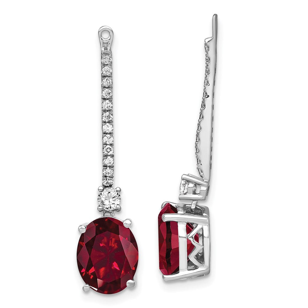 14K White Gold Lab Grown VS/SI FGH Dia & Created Ruby Earring Jackets