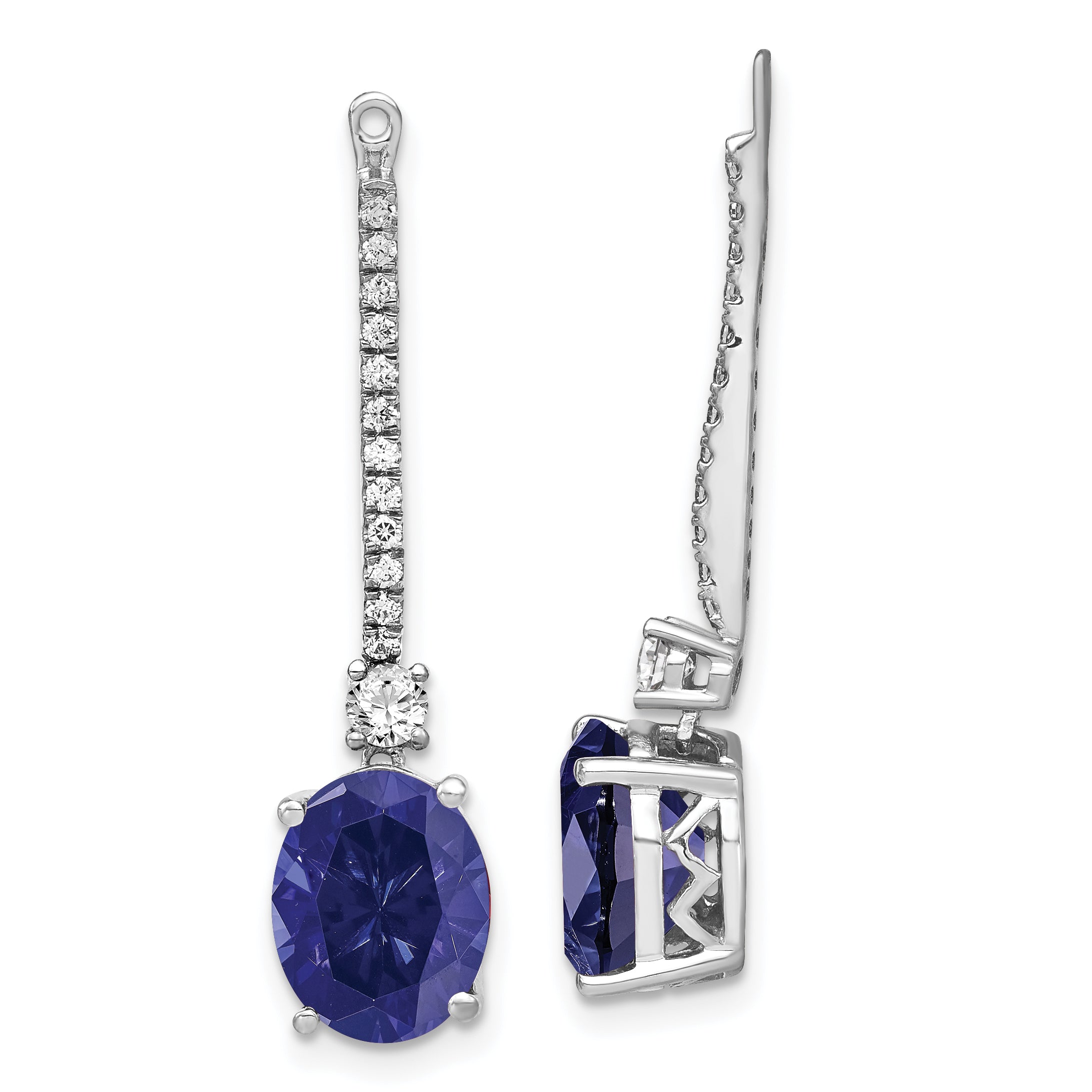 14K White Gold Lab Grown VS/SI FGH Dia & Created Blue Sapphire Earring Jack