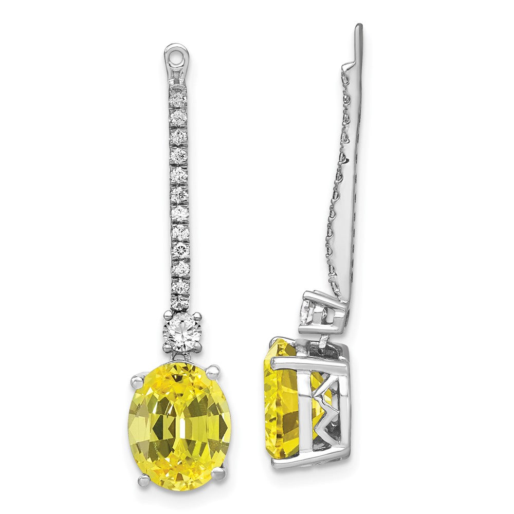 14K White Gold Lab Grown VS/SI FGH Dia & Created Yellow Sapphire Earring Ja