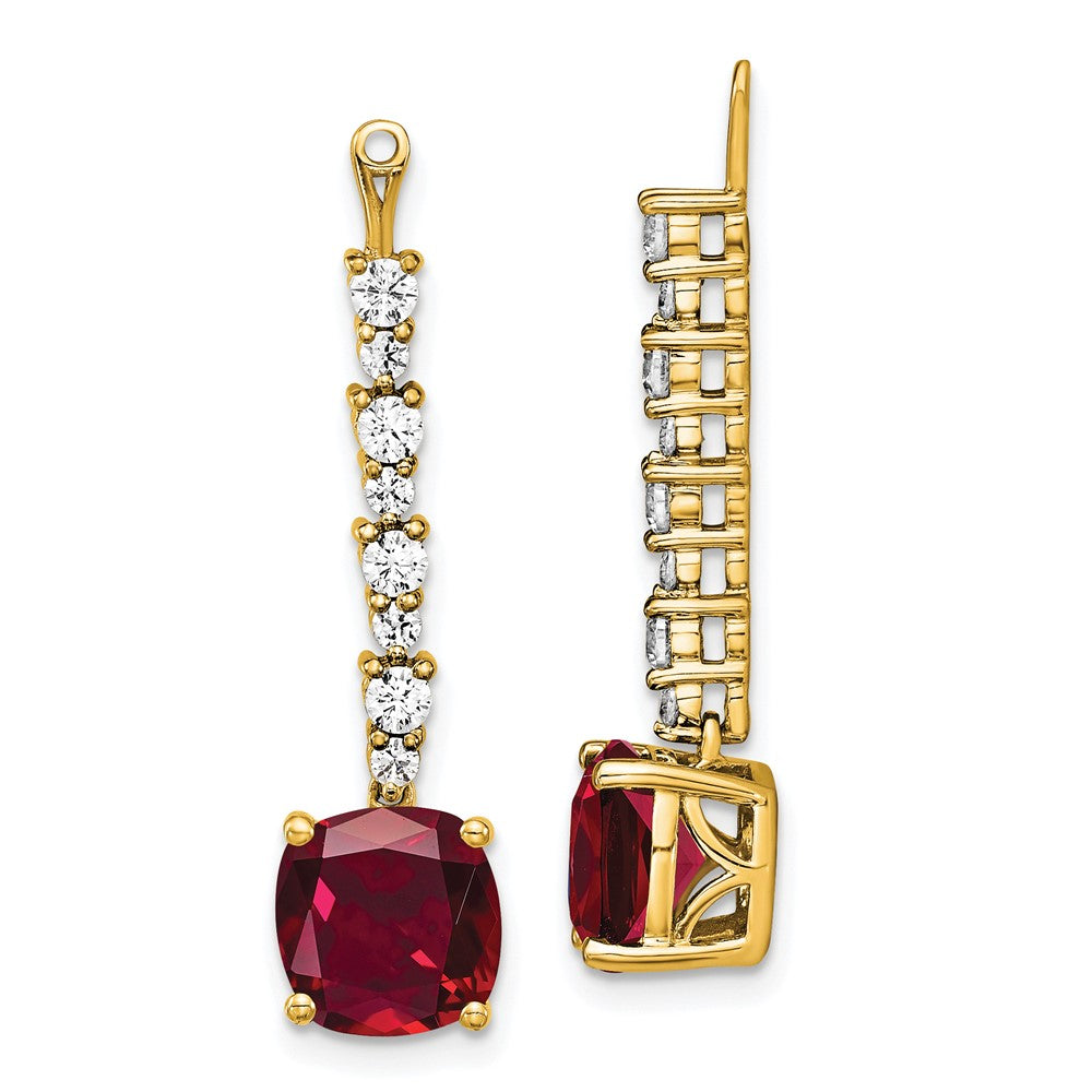 14K Lab Grown VS/SI FGH Dia & Created Ruby Earring Jackets