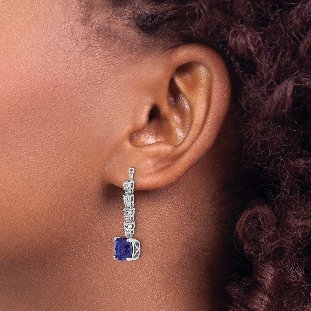 14K White Gold Lab Grown VS/SI FGH Dia & Created Blue Sapphire Earring Jack