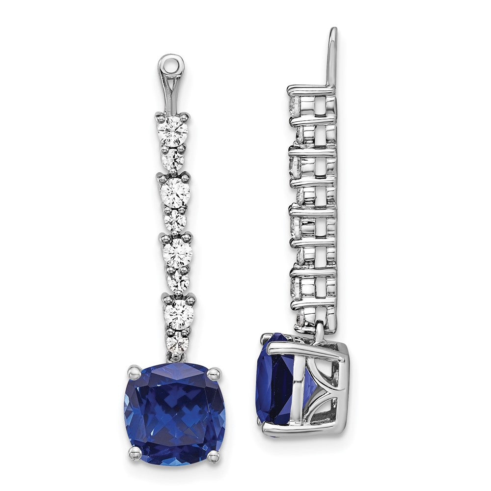 14K White Gold Lab Grown VS/SI FGH Dia & Created Blue Sapphire Earring Jack