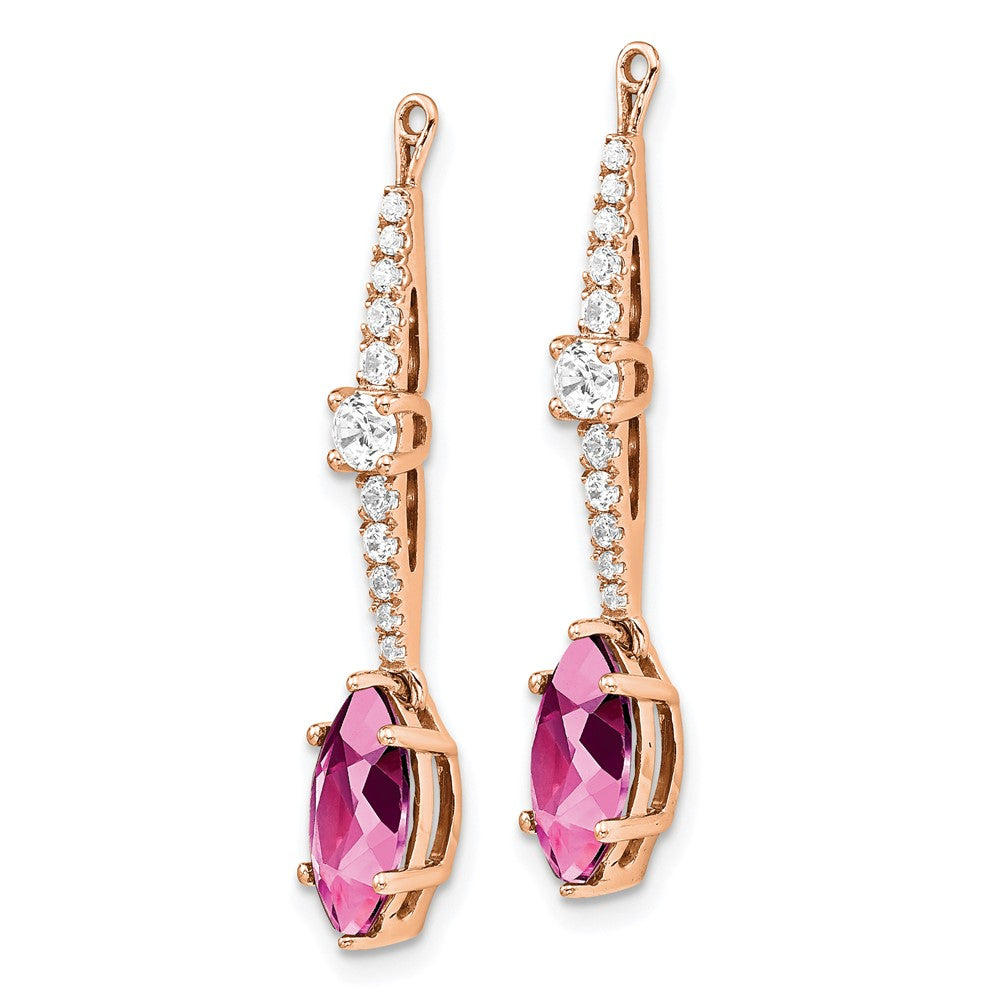 14K Rose Gold Lab Grown VS/SI FGH Dia & Created Pink Sapphire Earring Jacke