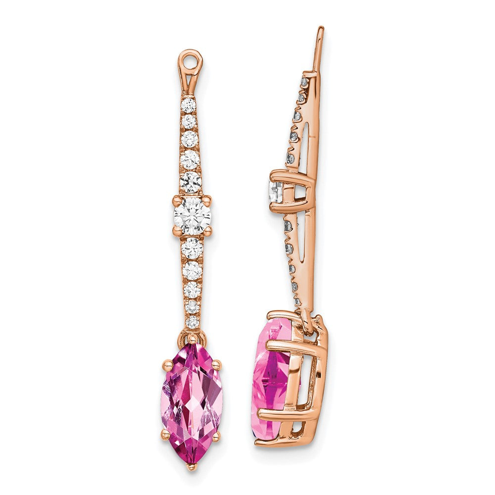 14K Rose Gold Lab Grown VS/SI FGH Dia & Created Pink Sapphire Earring Jacke