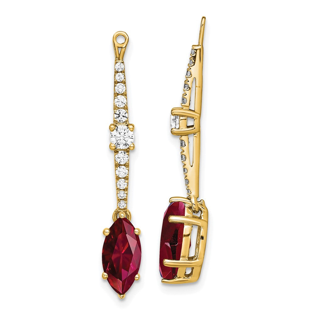 14K Lab Grown VS/SI FGH Dia & Created Ruby Earring Jackets