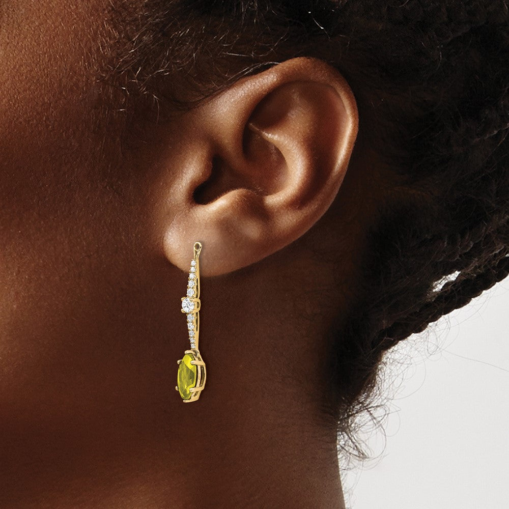 14K Lab Grown VS/SI FGH Dia & Created Yellow Sapphire Earring Jackets