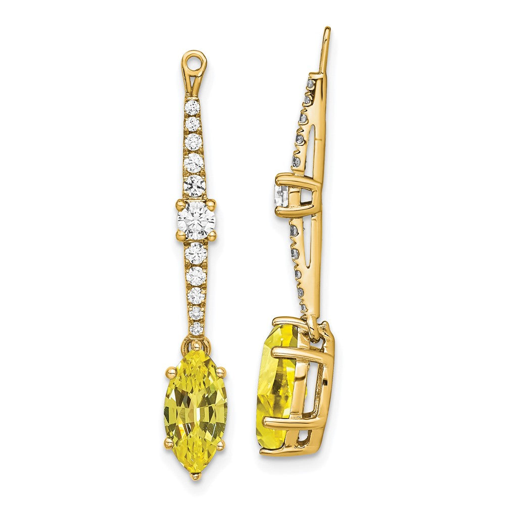 14K Lab Grown VS/SI FGH Dia & Created Yellow Sapphire Earring Jackets