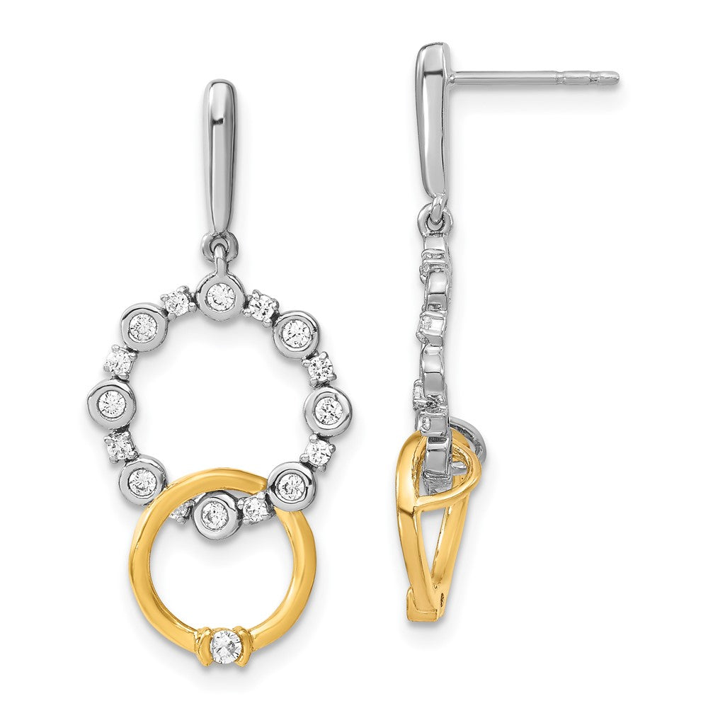 14K Two-Tone Lab Grown Diamond VS/SI FGH Fancy Circle Drop Post Earr