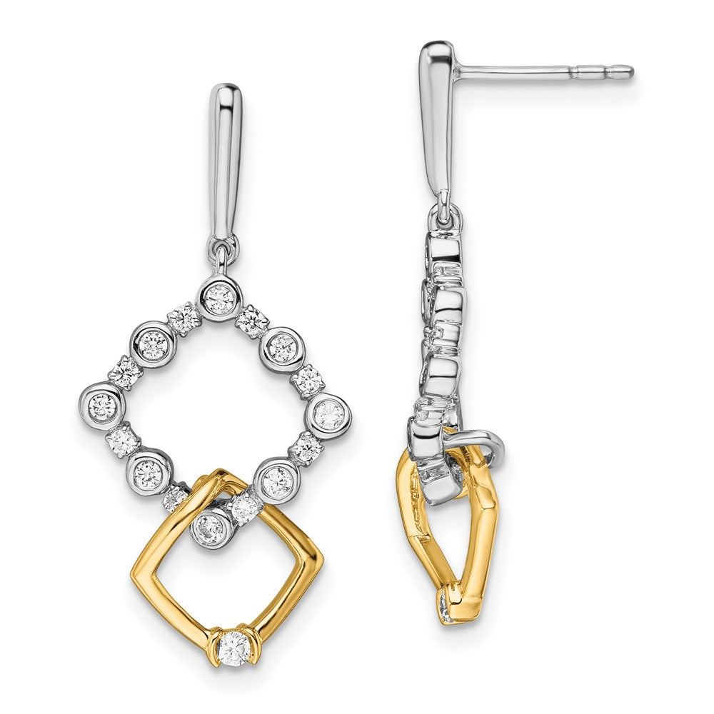 14K Two-Tone Lab Grown Diamond VS/SI FGH Fancy Square Drop Post Earr