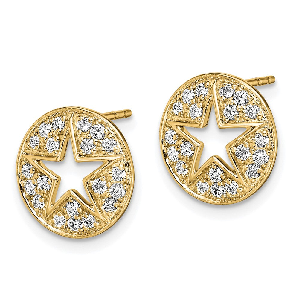 14K Lab Grown Diamond VS/SI FGH Circle Star Post Earrings