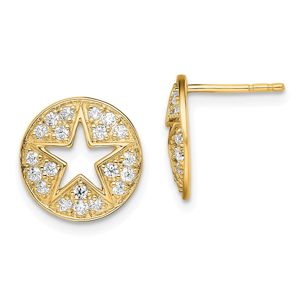 14K Lab Grown Diamond VS/SI FGH Circle Star Post Earrings