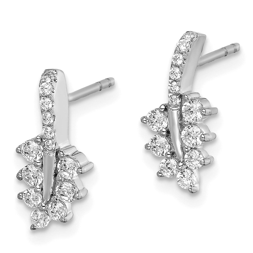 14K White Gold Lab Grown Diamond VS/SI FGH Leaf Post Earrings