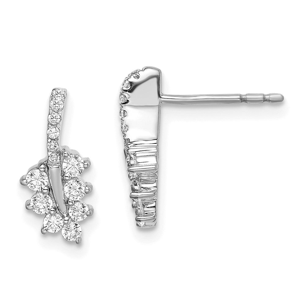 14K White Gold Lab Grown Diamond VS/SI FGH Leaf Post Earrings