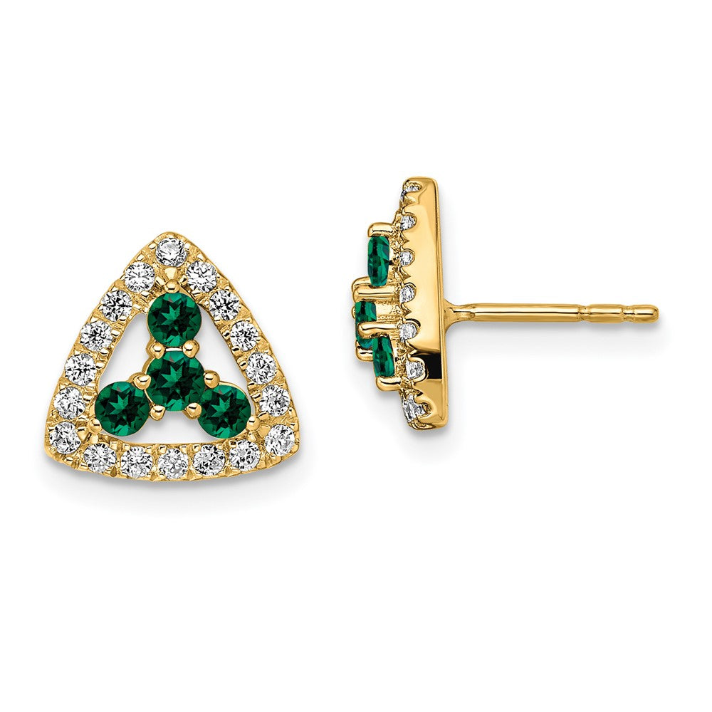 14K Lab Grown Diamond VS/SI FGH Cr.Emer Triangle Post Earrings