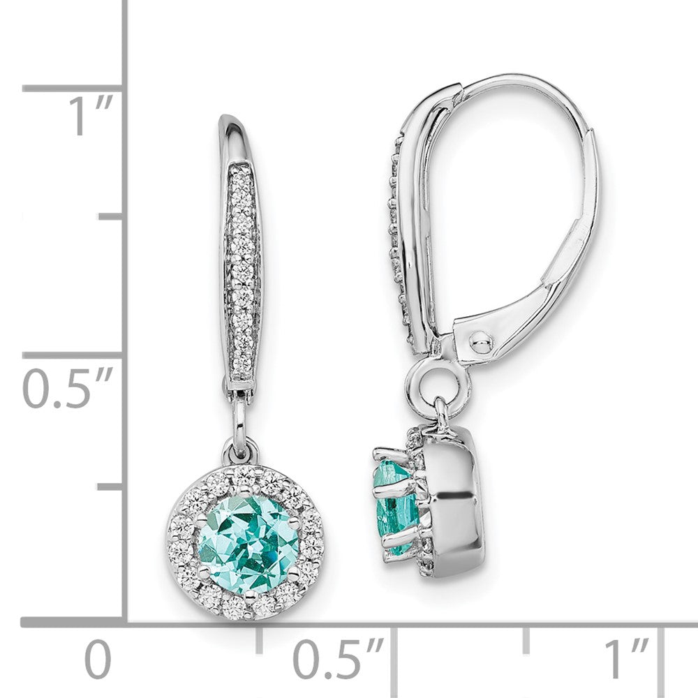 14K White Gold Lab Grown Diamond VS/SI FGH & Cr Paraiba Leverback E