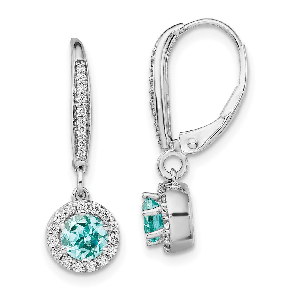 14K White Gold Lab Grown Diamond VS/SI FGH & Cr Paraiba Leverback E