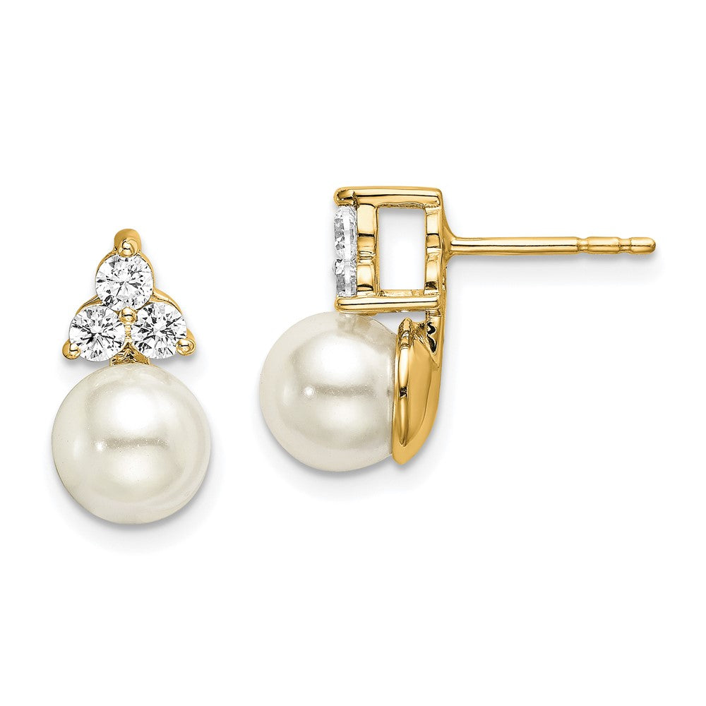 14K Lab Grown Diamond VS/SI FGH FWC Pearl Post Earrings