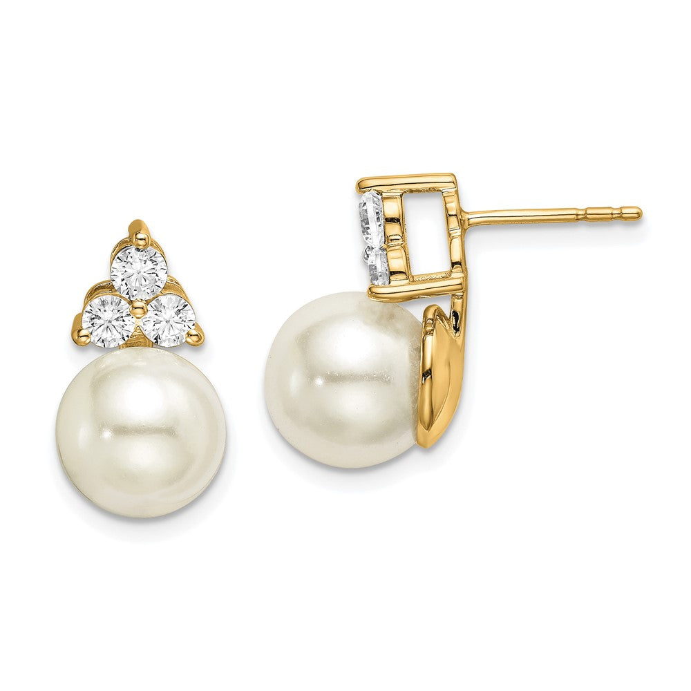 14K Lab Grown Diamond VS/SI FGH FWC Pearl Post Earrings