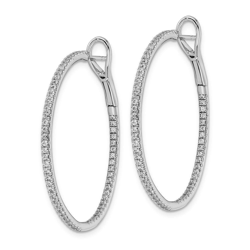 14K White Gold Lab Grown Diamond VS/SI FGH In & Out Hoop Earrings