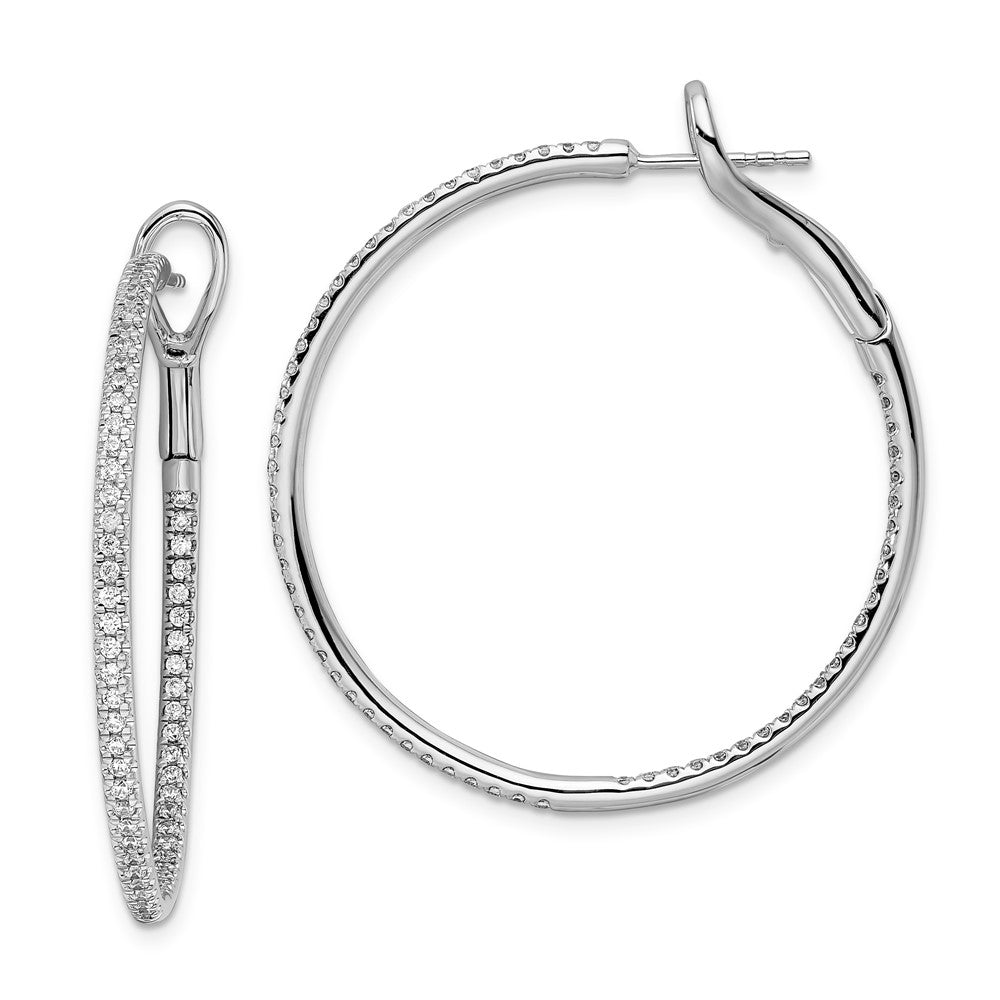 14K White Gold Lab Grown Diamond VS/SI FGH In & Out Hoop Earrings