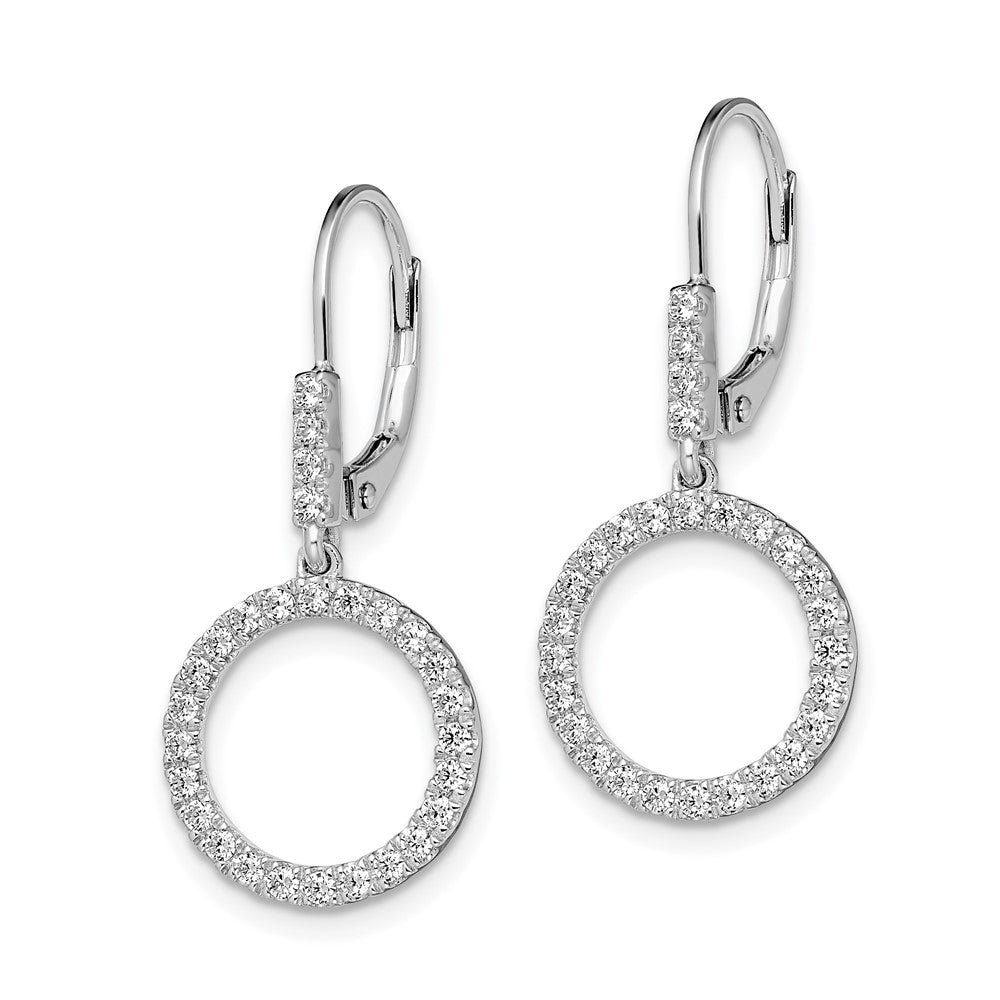 14K White Gold Lab Grown Diamond VS/SI FGH Circle Dangle Leverback E