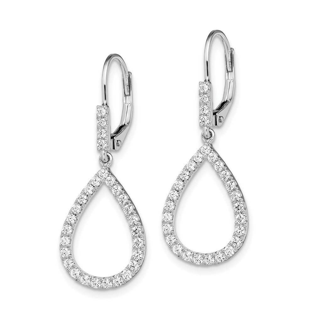 14K White Gold Lab Grown Diamond VS/SI FGH Teardrop Leverback Earrin