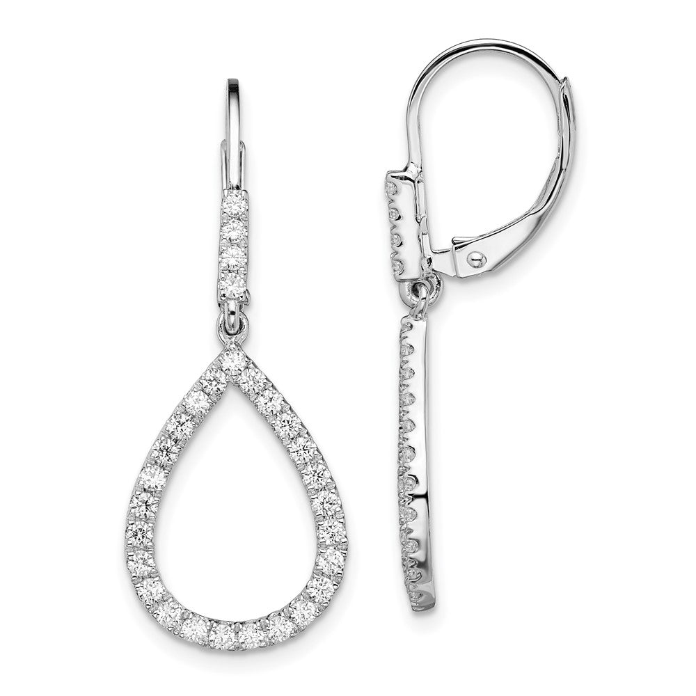 14K White Gold Lab Grown Diamond VS/SI FGH Teardrop Leverback Earrin