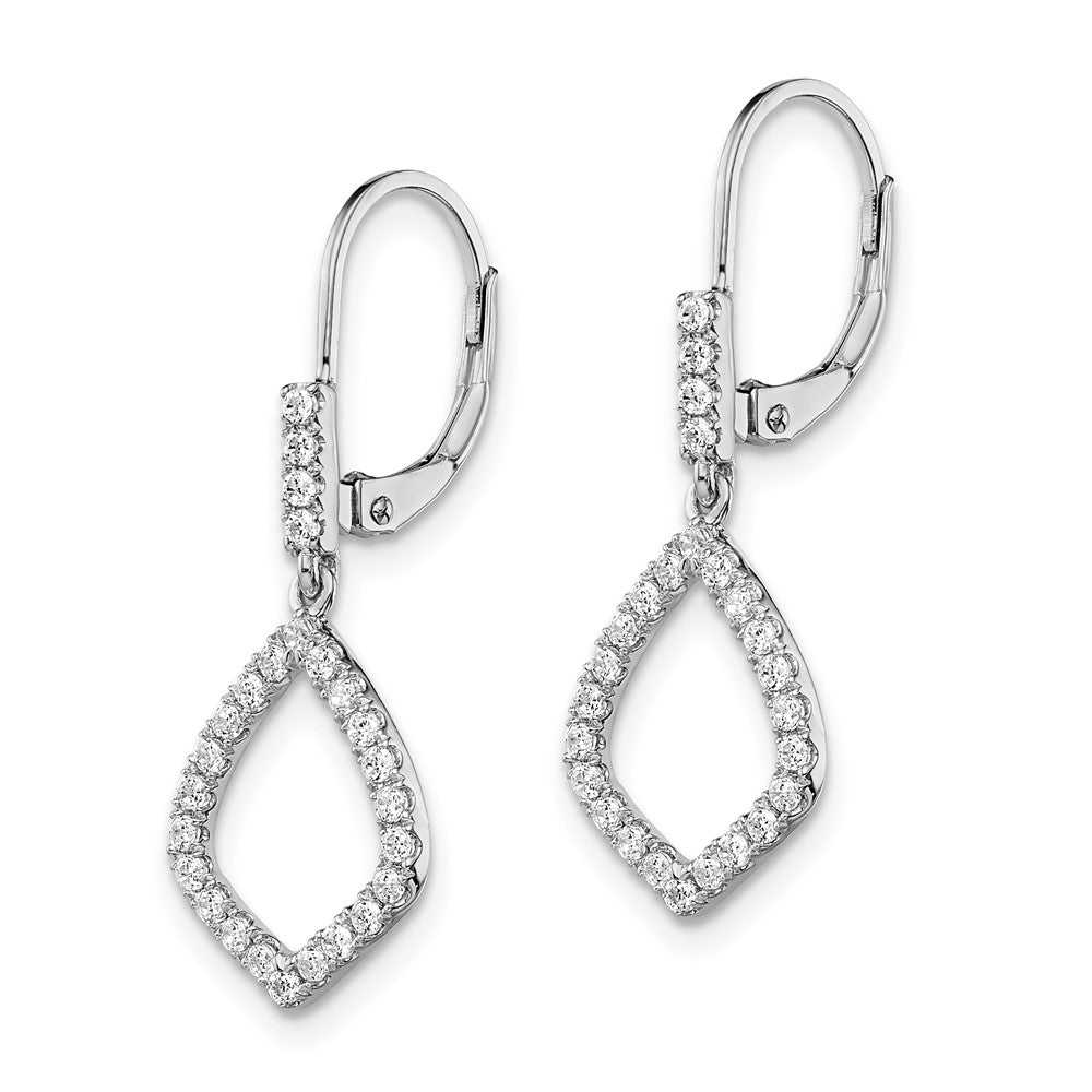 14K White Gold Lab Grown Diamond VS/SI FGH Teardrop Leverback Earrin