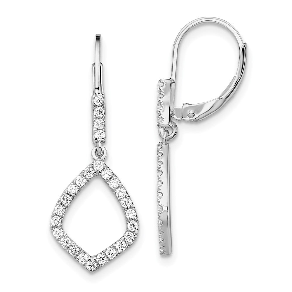 14K White Gold Lab Grown Diamond VS/SI FGH Teardrop Leverback Earrin