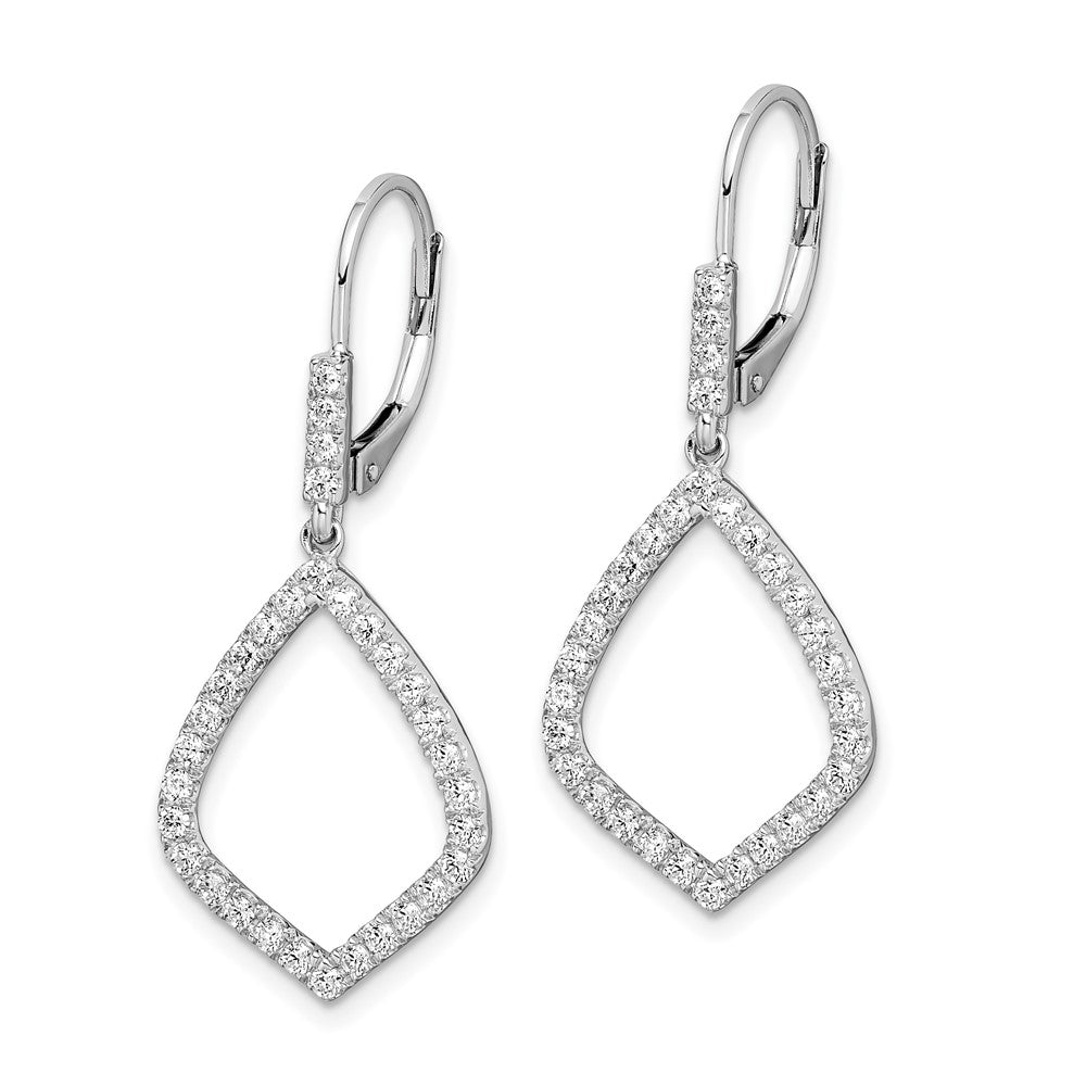 14K White Gold Lab Grown Diamond VS/SI FGH Teardrop Leverback Earrin