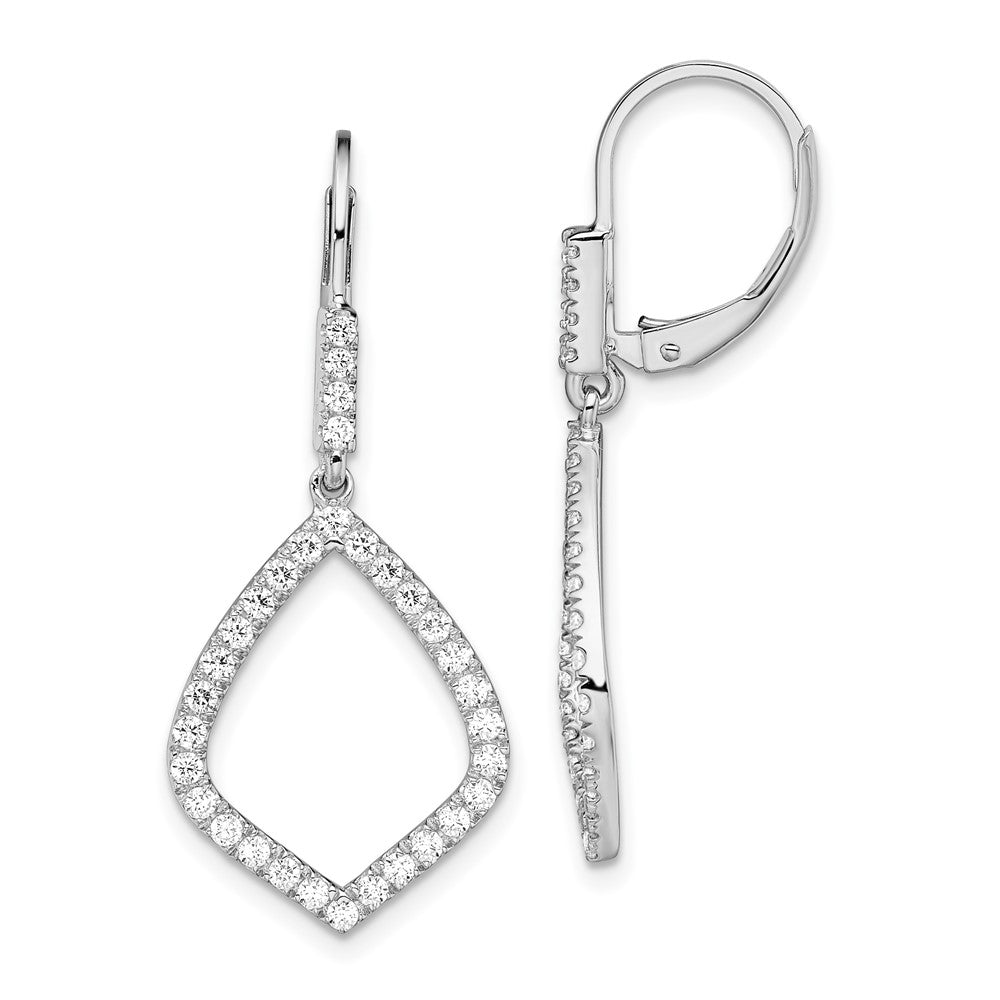 14K White Gold Lab Grown Diamond VS/SI FGH Teardrop Leverback Earrin