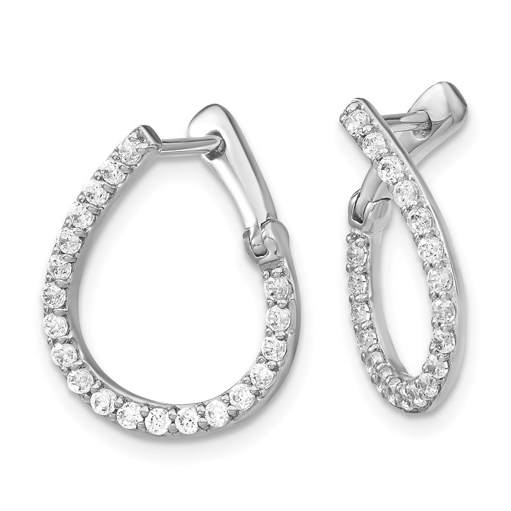 14K White Gold Lab Grown Diamond VS/SI FGH Fancy Twist Hoop Earrings