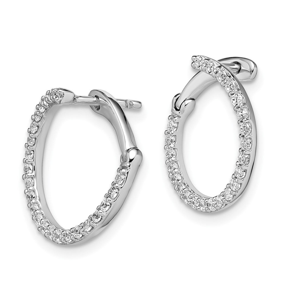 14K White Gold Lab Grown Dia VS/SI FGH Fancy Circle Twist Hoop Earri