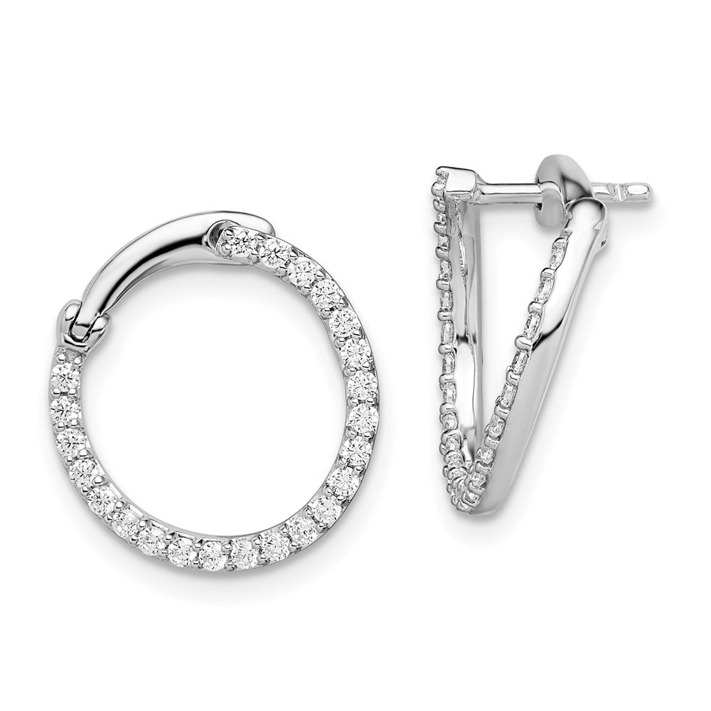 14K White Gold Lab Grown Dia VS/SI FGH Fancy Circle Twist Hoop Earri