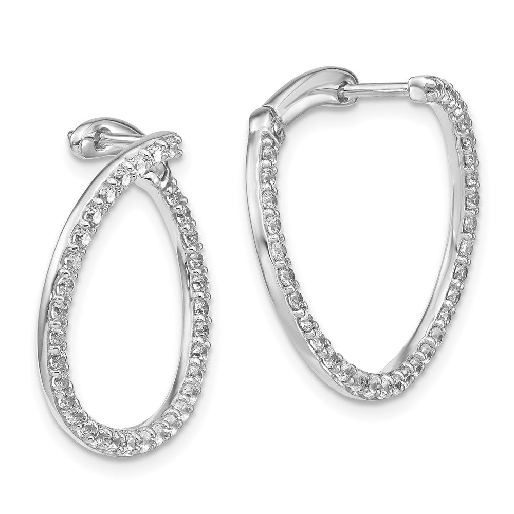 14K White Gold Lab Grown Dia VS/SI FGH Fancy Circle Twist Hoop Earri