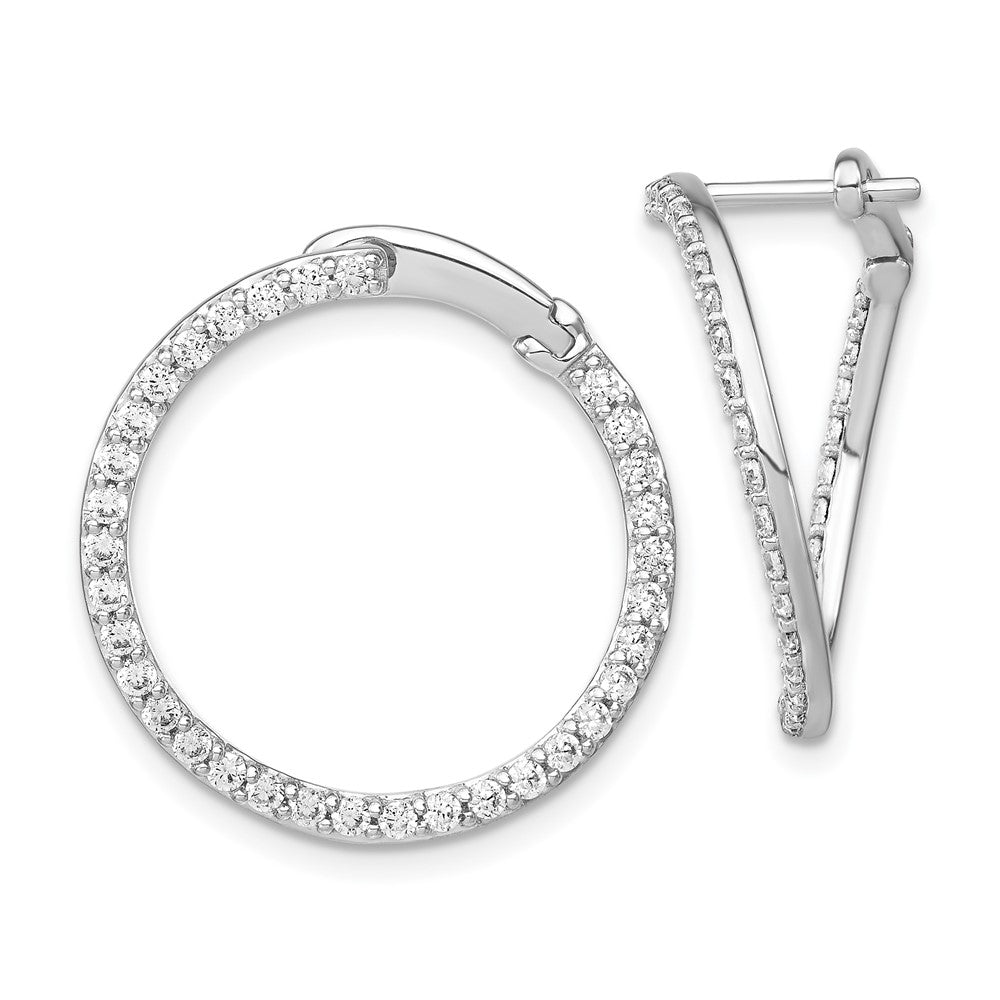 14K White Gold Lab Grown Dia VS/SI FGH Fancy Circle Twist Hoop Earri