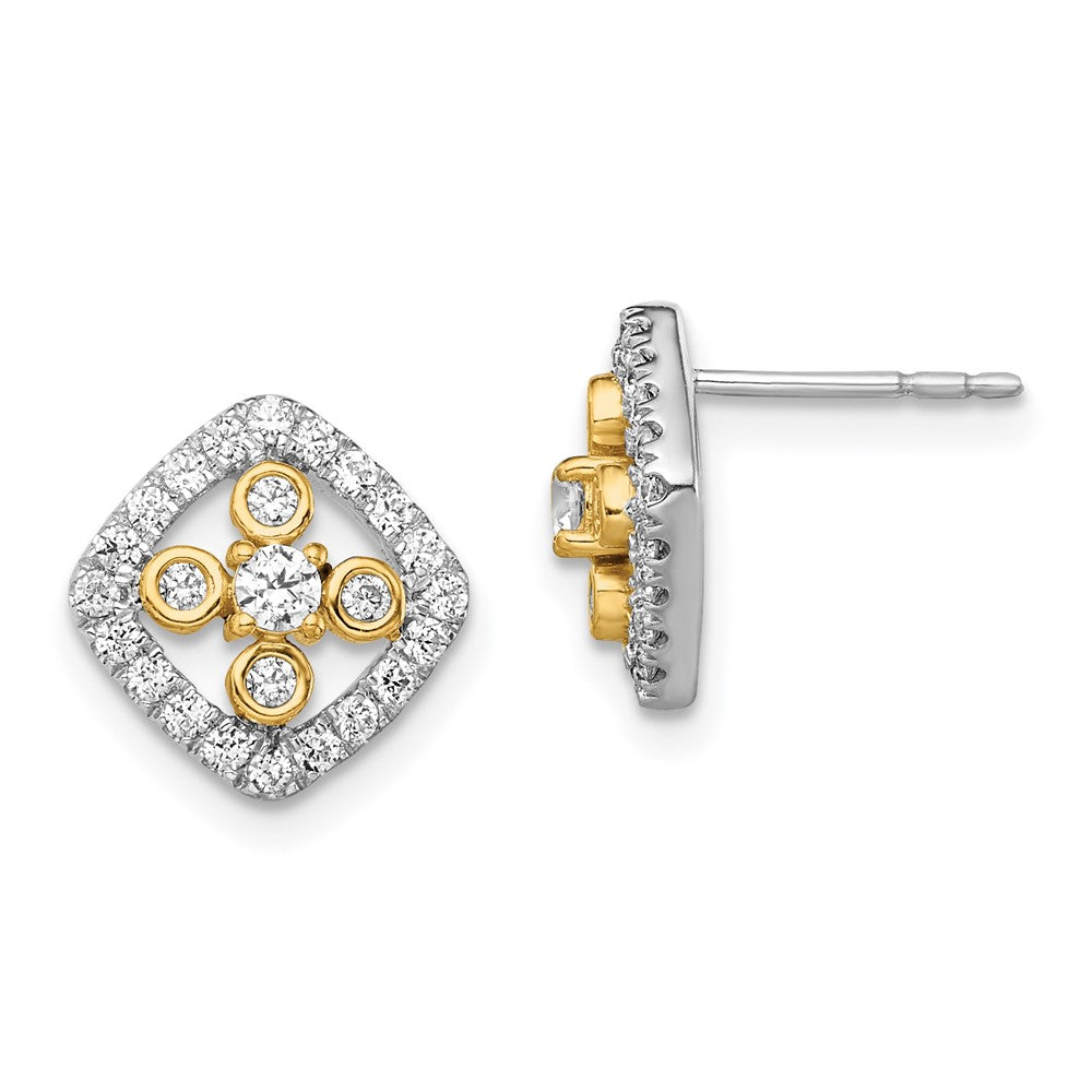 14K Two-Tone Lab Grown Diamond VS/SI FGH Fancy Square Post Earrings