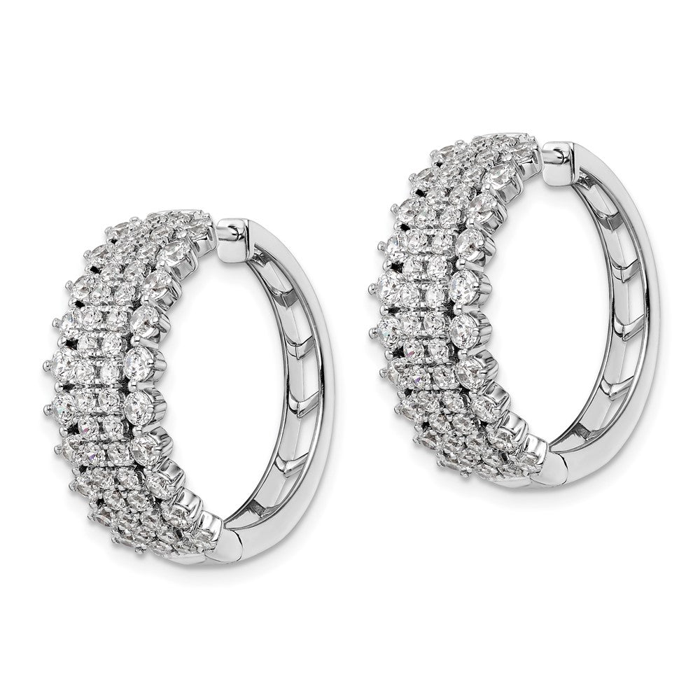 14K White Gold Lab Grown Diamond VS/SI FGH Hinged Hoop Earrings