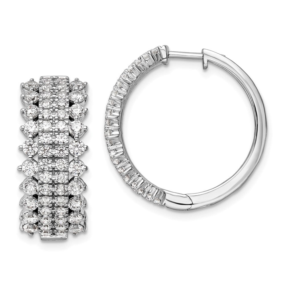 14K White Gold Lab Grown Diamond VS/SI FGH Hinged Hoop Earrings