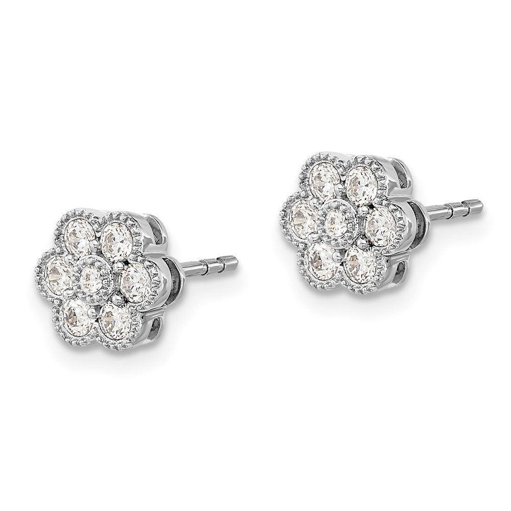 14K White Gold Lab Grown Diamond VS/SI FGH Floral Post Earrings