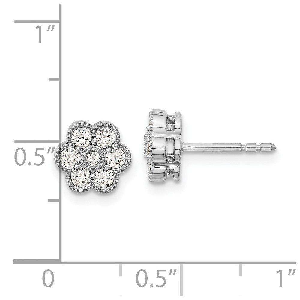 14K White Gold Lab Grown Diamond VS/SI FGH Floral Post Earrings