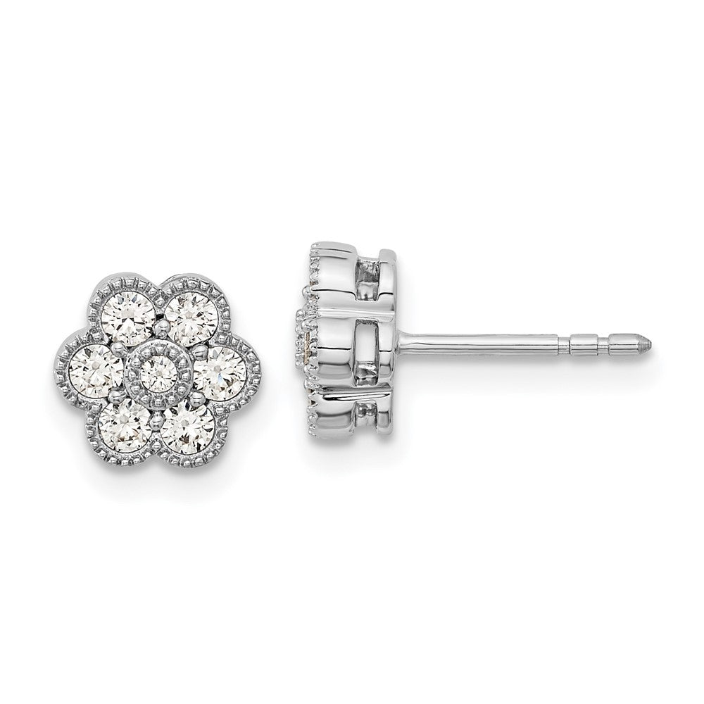 14K White Gold Lab Grown Diamond VS/SI FGH Floral Post Earrings