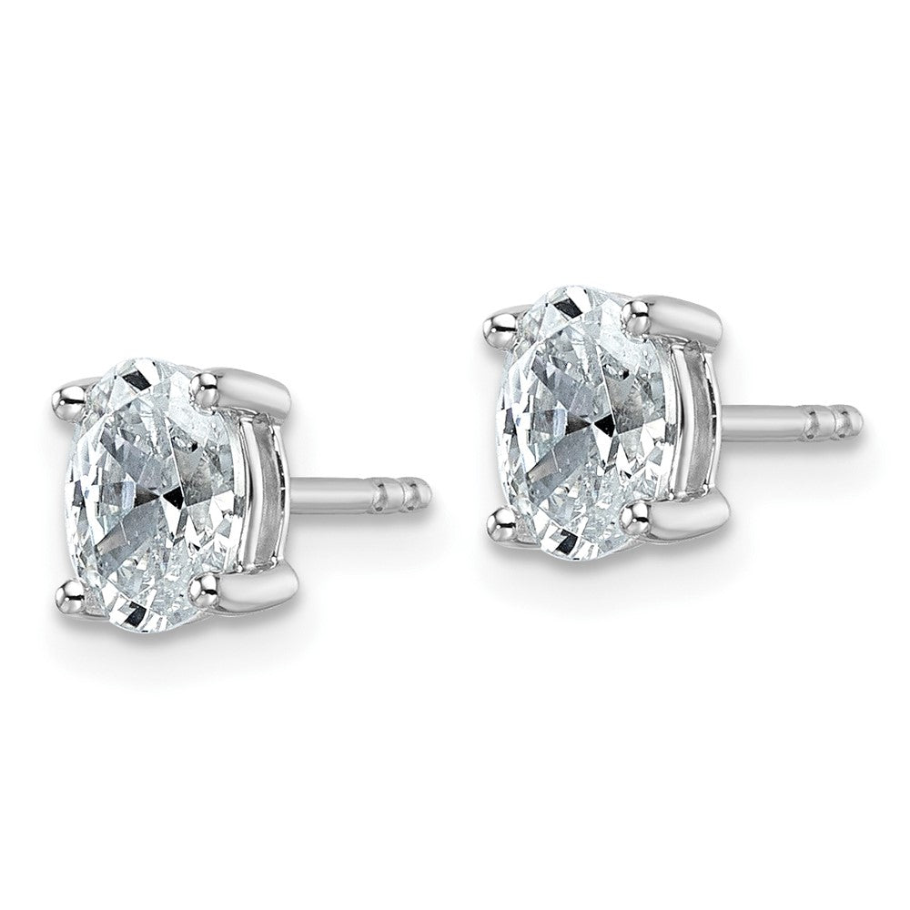 14k White Gold 1 carat total weight Oval VS/SI GH Lab Grown Diamond Stud Post Earrings