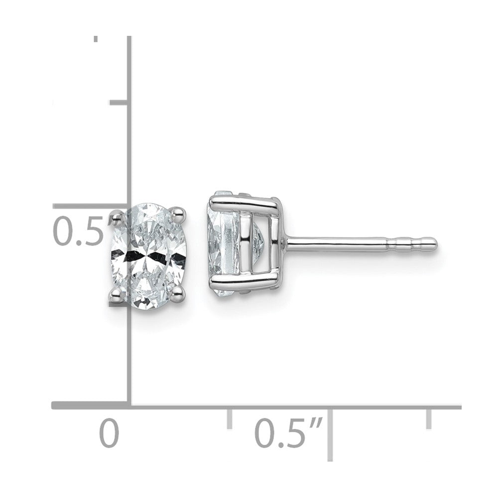 14k White Gold 1 carat total weight Oval VS/SI GH Lab Grown Diamond Stud Post Earrings