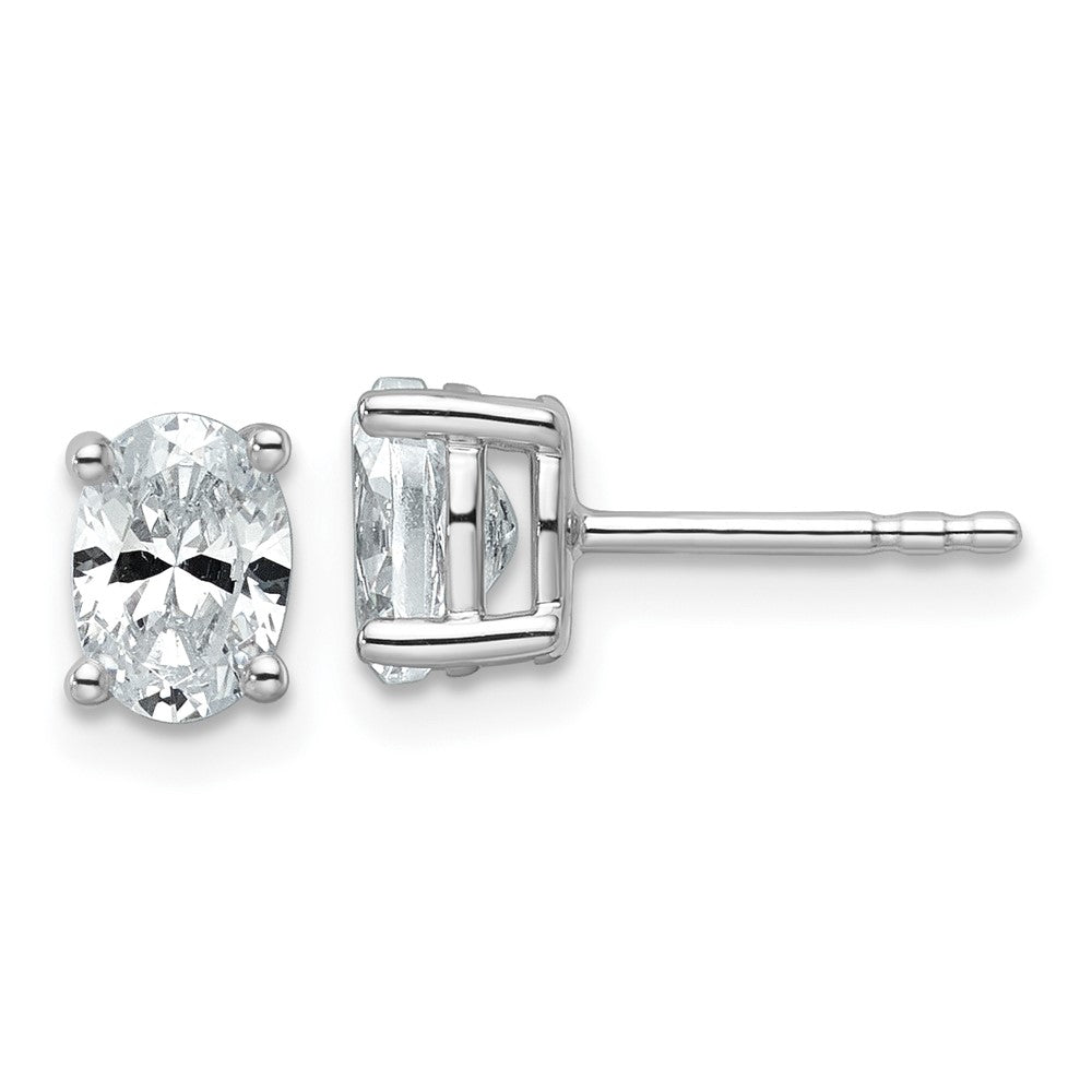 14k White Gold 1 carat total weight Oval VS/SI GH Lab Grown Diamond Stud Post Earrings