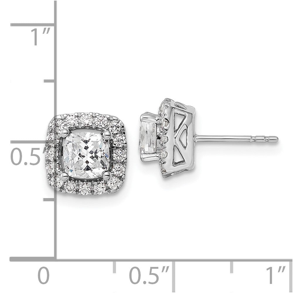 14K White Gold Lab Grown VS/SI FGH Dia and White Sapphire Halo Post Earring