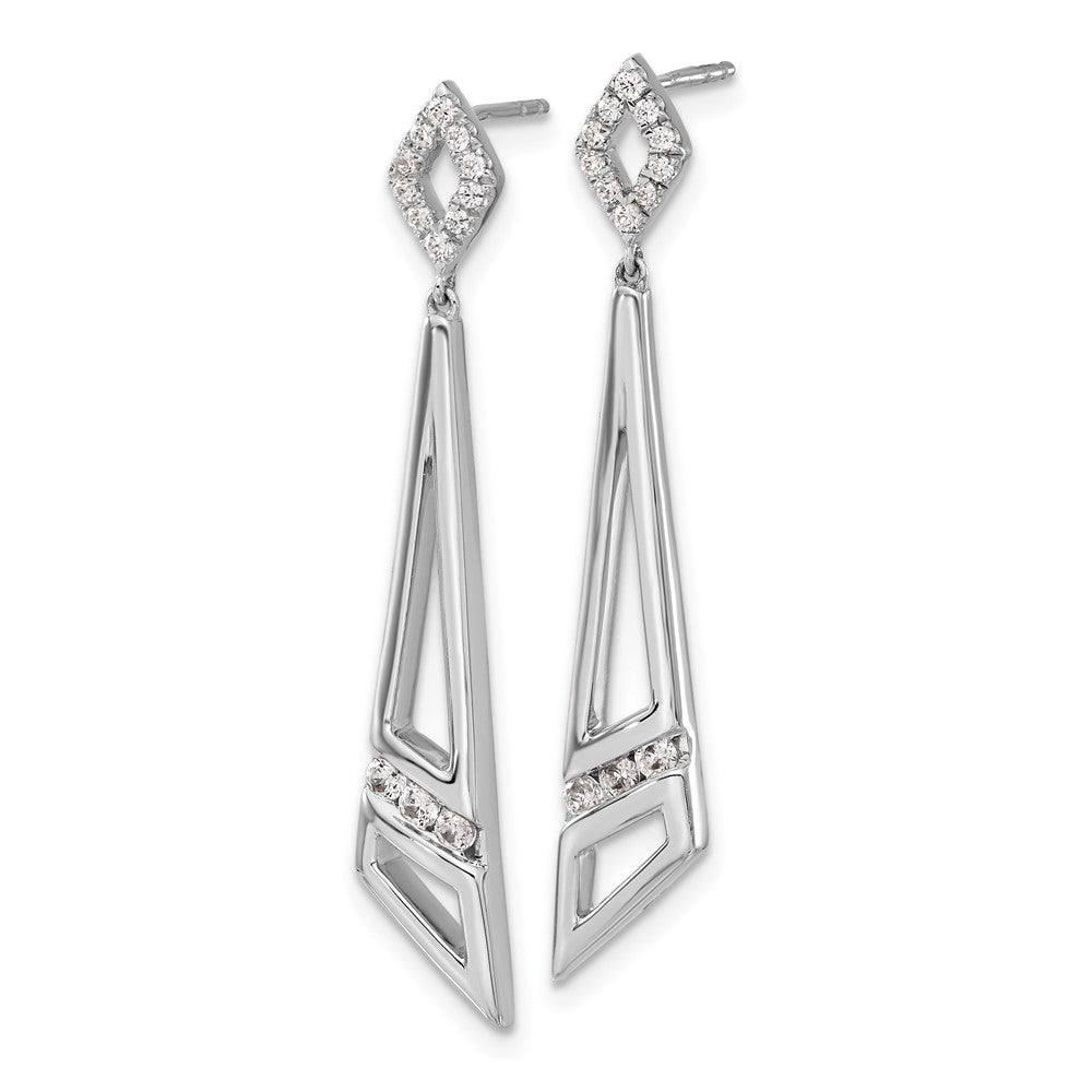 14K White Gold Lab Grown Diamond VS/SI FGH Triangles Post Dangle Ear