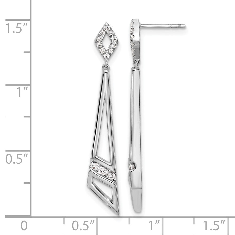 14K White Gold Lab Grown Diamond VS/SI FGH Triangles Post Dangle Ear