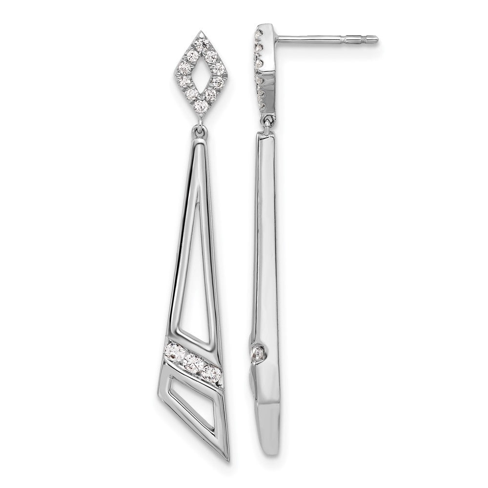 14K White Gold Lab Grown Diamond VS/SI FGH Triangles Post Dangle Ear